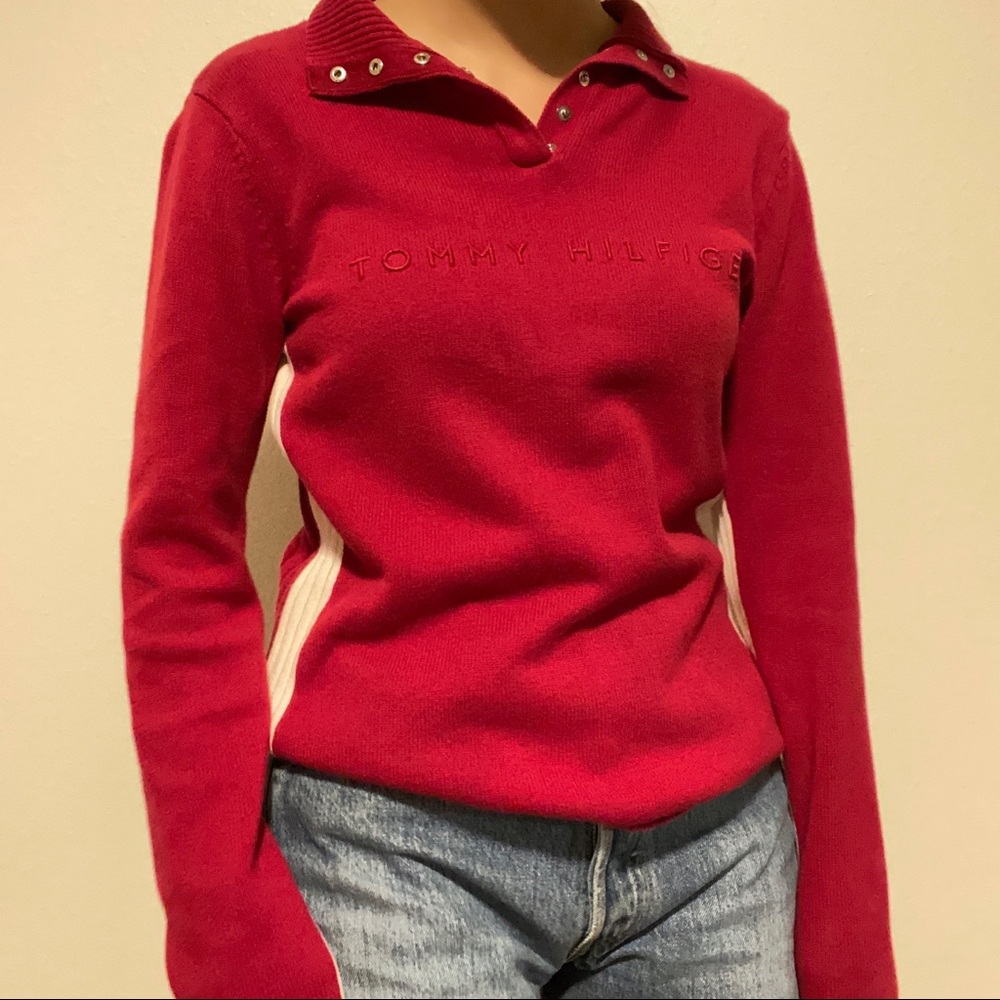 tommy hilfiger red knit sweater